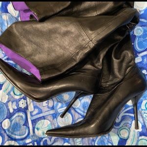 POLLINI LEATHER THIGH HIGH BOOTS
